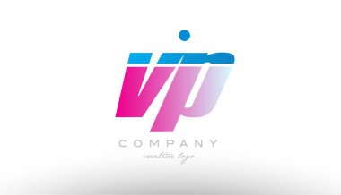 Başkan Yardımcısı v p Alfabe harf kombinasyonu pembe mavi kalın logo simge desi