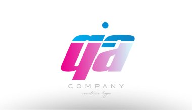 qa q bir alfabe harf kombinasyonu pembe mavi kalın logo simge desi
