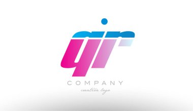 QR q r Alfabe harf kombinasyonu pembe mavi kalın logo simge desi