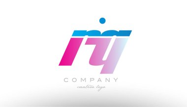 RQ Alfabe harf kombinasyonu pembe mavi kalın logo simge tasarım