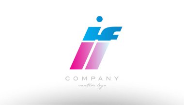 Eğer l f Alfabe harf kombinasyonu pembe mavi kalın logo simge desi