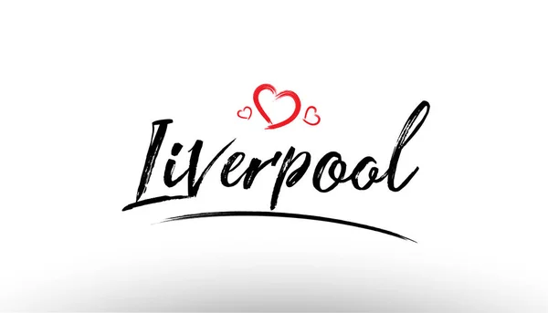 Liverpool europe nome della città europea amore cuore turismo logo icona — Vettoriale Stock