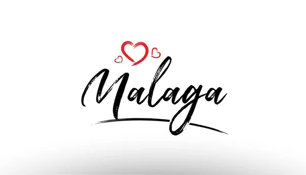 Malaga Avrupa Avrupa şehir adını seviyorum kalp turizm logo simgesi de — Stok Vektör