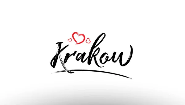 Krakow europe ciudad europea nombre amor corazón turismo logo icono de — Archivo Imágenes Vectoriales