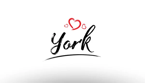 York europe nome della città europea amore cuore turismo logo desi — Vettoriale Stock