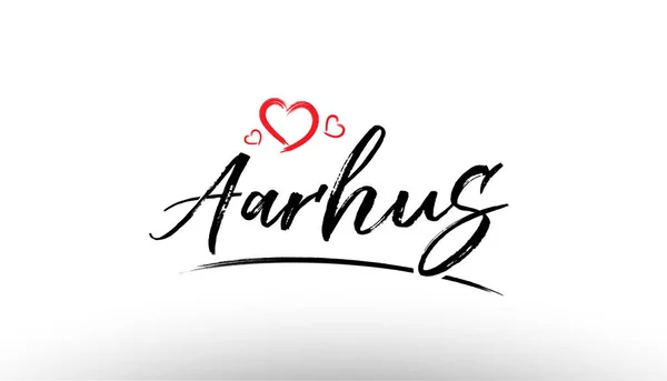 Aarhus europa europäische stadt name liebe herz tourismus logo icon de — Stockvektor