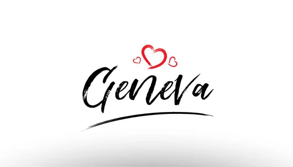 日内瓦欧洲城市名称爱心旅游徽标图标 de — 图库矢量图片