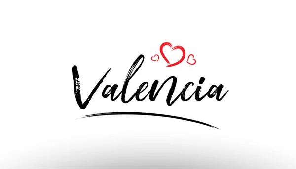 Valencia europe ciudad europea nombre amor corazón turismo logo icono — Archivo Imágenes Vectoriales