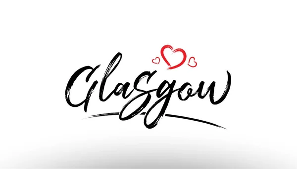 Glasgow europa europäische stadt name liebe herz tourismus logo symbol d — Stockvektor