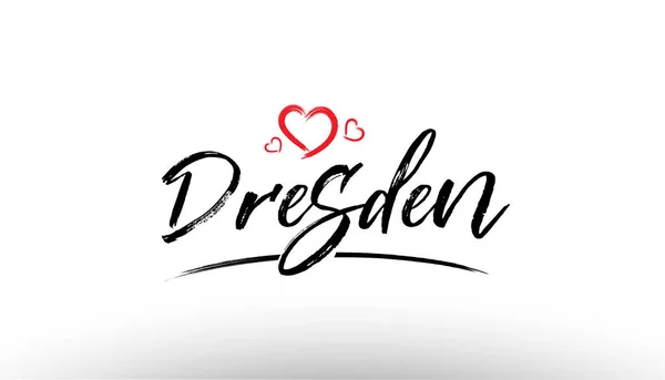 드레스덴 유럽 유럽 도시 이름 사랑 마음 관광 로고 아이콘 d — 스톡 벡터