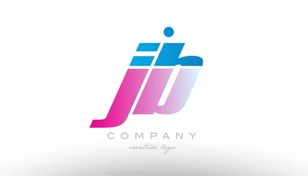 JB j β αλφάβητο επιστολής συνδυασμός ροζ μπλε τολμηρό λογότυπο εικονίδιο Δέση — Διανυσματικό Αρχείο