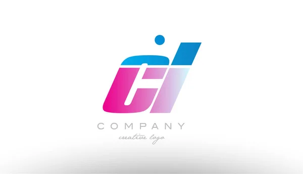 Cl c l  alphabet letter combination pink blue bold logo icon des — Stock Vector