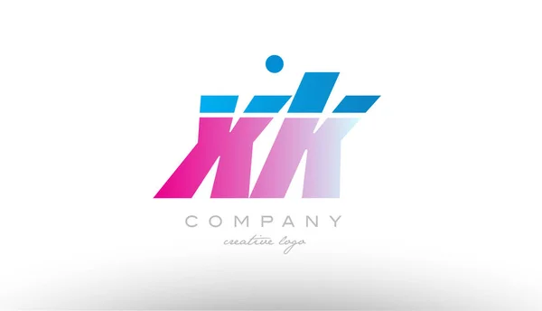 XK x k alfabet letter combinatie roze blauwe vet logo pictogram desi — Stockvector