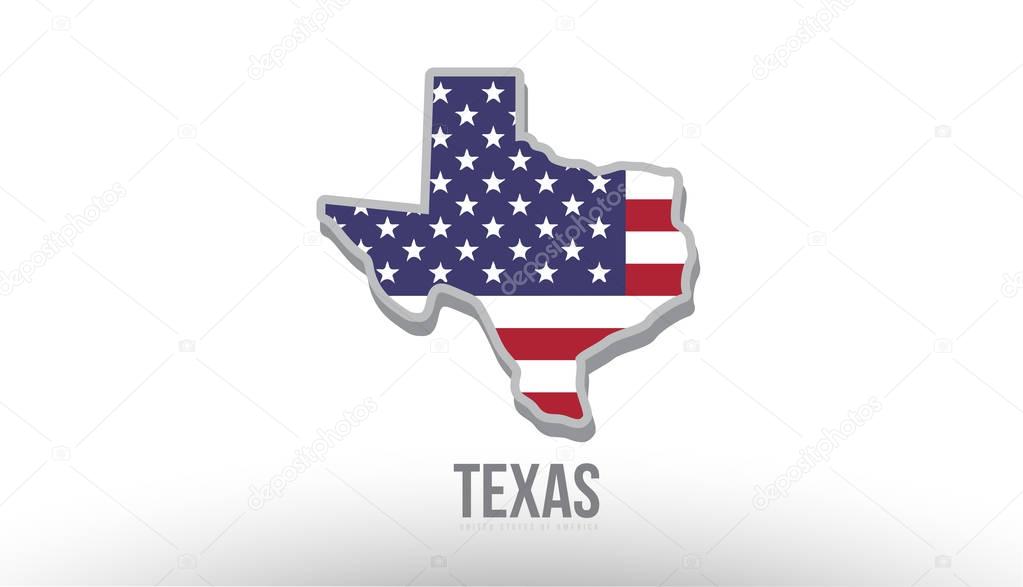 Vector illustration of a county state with US united states flag