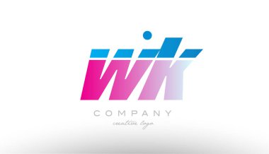 WK w k Alfabe harf kombinasyonu pembe mavi kalın logo simge desi
