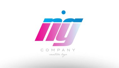 NG n g Alfabe harf kombinasyonu pembe mavi kalın logo simge desi