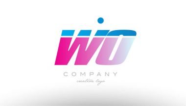 Wo w o Alfabe harf kombinasyonu pembe mavi kalın logo simge desi