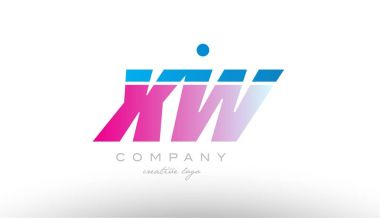 XW w Alfabe harf kombinasyonu pembe mavi kalın logo simge desi x