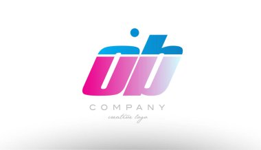 OB o b Alfabe harf kombinasyonu pembe mavi kalın logo simge desi