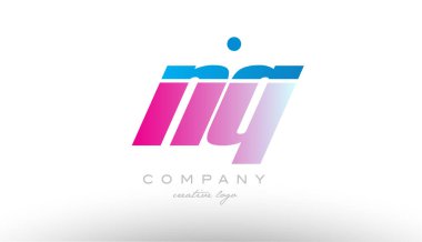 NQ n q Alfabe harf kombinasyonu pembe mavi kalın logo simge desi