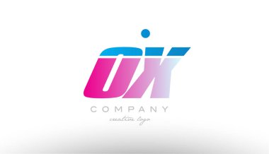 öküz o Alfabe harf kombinasyonu pembe mavi kalın logo simge desi x