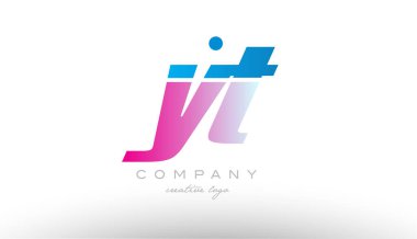 YT y t Alfabe harf kombinasyonu pembe mavi kalın logo simge desi