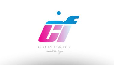 CF c f Alfabe harf kombinasyonu pembe mavi kalın logo simge desi