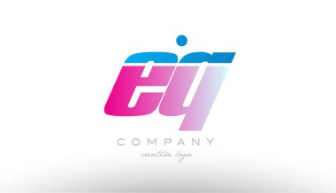 EQ e q Alfabe harf kombinasyonu pembe mavi kalın logo simge des