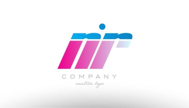 Nr n r Alfabe harf kombinasyonu pembe mavi kalın logo simge desi