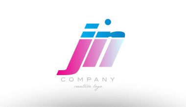 JN j n Alfabe harf kombinasyonu pembe mavi kalın logo simge desi