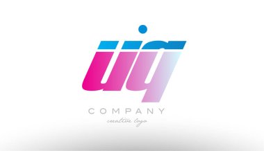 UQ u q Alfabe harf kombinasyonu pembe mavi kalın logo simge desi