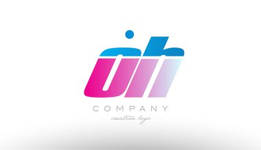 Ah o s Alfabe harf kombinasyonu pembe mavi kalın logo simge desi
