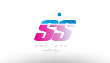 SS s s Alfabe harf kombinasyonu pembe mavi kalın logo simge desi