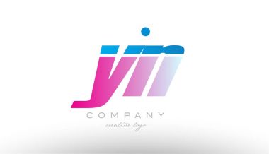 Yn y n Alfabe harf kombinasyonu pembe mavi kalın logo simge desi