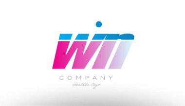 wn w n Alfabe harf kombinasyonu pembe mavi kalın logo simge desi