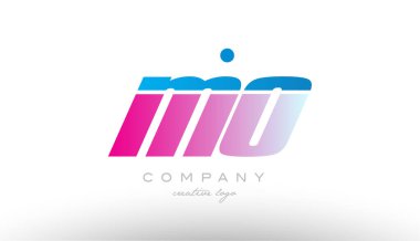 Mo m o Alfabe harf kombinasyonu pembe mavi kalın logo simge desi