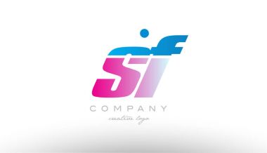 SF s f Alfabe harf kombinasyonu pembe mavi kalın logo simge desi