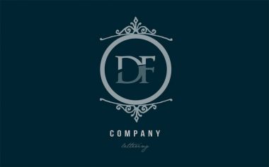 DF d f mavi dekoratif monogram Alfabe harf logo kombinasyonu
