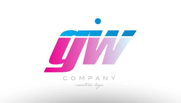 Gw g w alphabet lettre combinaison rose bleu audacieux logo icône desi — Image vectorielle