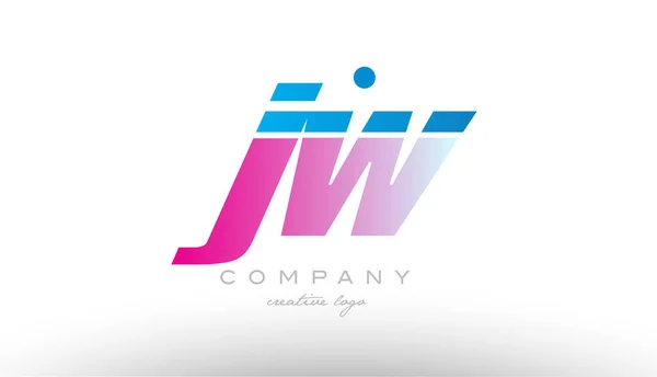 JW j w abecedě písmeno kombinace růžové modré logo tučné ikony desi — Stockový vektor