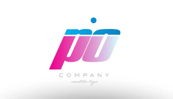 Po p o alfabeto letra combinação rosa azul negrito logotipo ícone desi — Vetor de Stock
