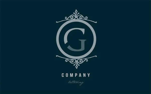 G niebieski ozdobny monogram alfabet list logo ikona designu — Wektor stockowy