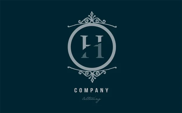 H blu decorativo monogramma alfabeto lettera logo icona design — Vettoriale Stock