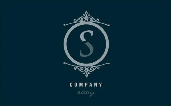 S ブルー装飾的なモノグラムのアルファベット文字ロゴ アイコン デザイン — ストックベクタ