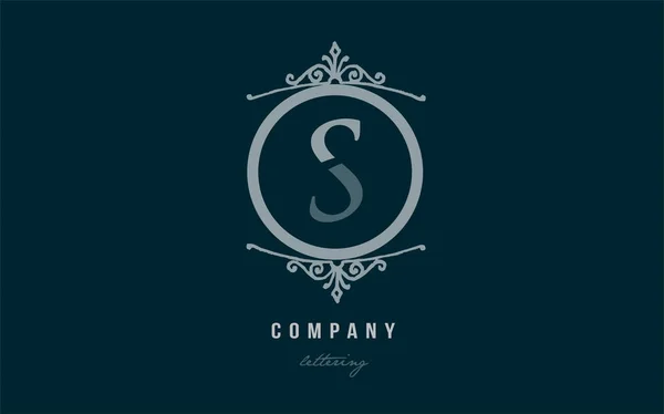 S niebieski ozdobny monogram alfabet list logo ikona designu — Wektor stockowy