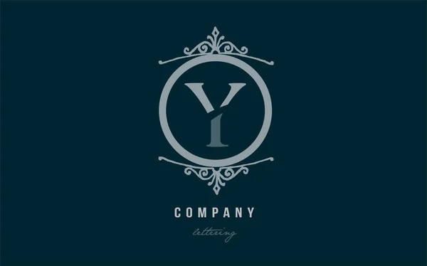 Y blu decorativo monogramma alfabeto lettera logo icona design — Vettoriale Stock
