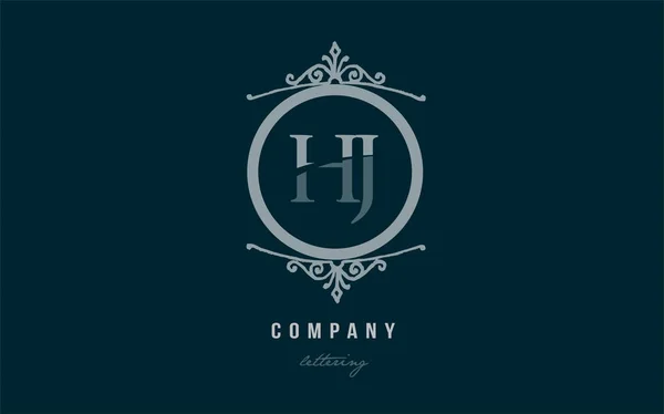 Hj h j blu decorativo monogramma alfabeto lettera logo combinazione — Vettoriale Stock