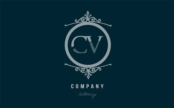 Cv c v blu decorativo monogramma alfabeto lettera logo combinazione — Vettoriale Stock