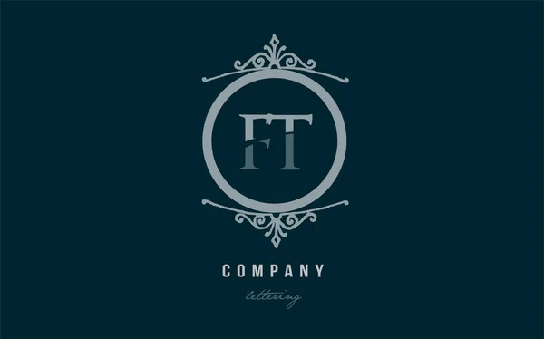 Ft f t blu decorativo monogramma alfabeto lettera logo combinazione — Vettoriale Stock