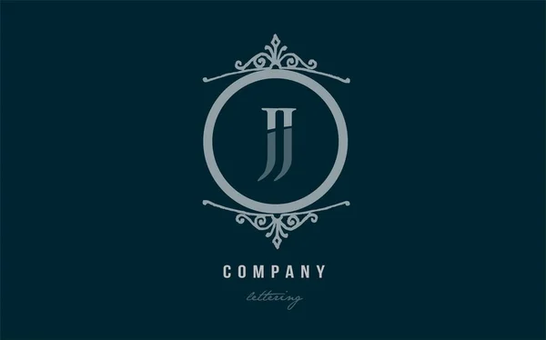 Jj j j blu decorativo monogramma alfabeto lettera logo combinazione — Vettoriale Stock